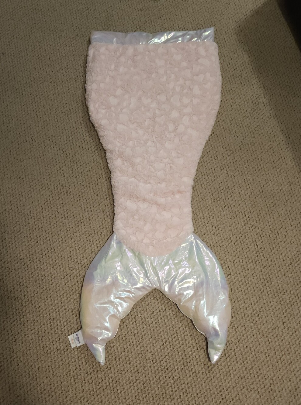 Kids Pink Mermaid Tail One-Piece Blanket IRIDESCENT & Dimensional! WOW!! PINK!!!